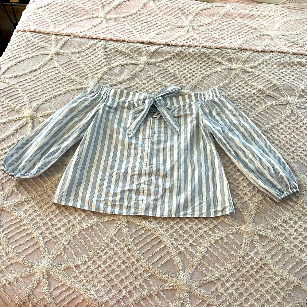 Anthropologie Maeve off the shoulder striped blouse size small